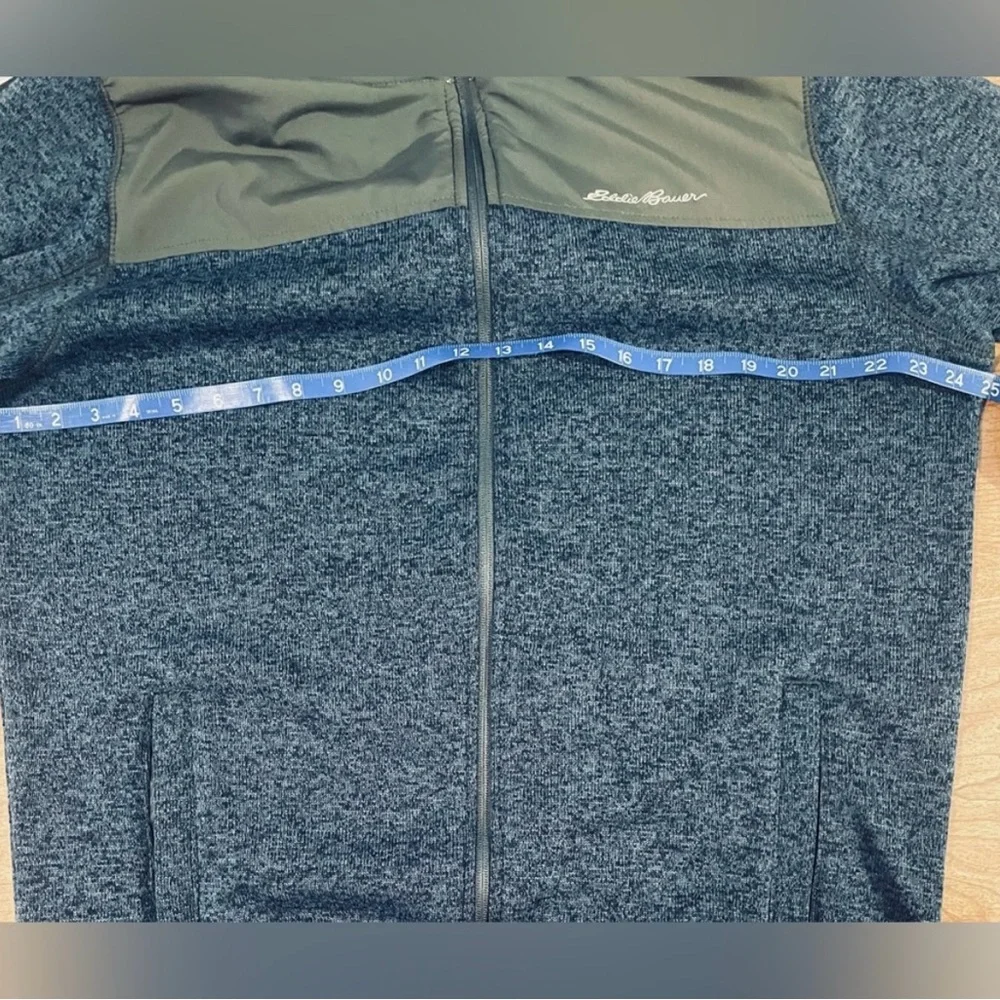 Eddie Bauer Men's Large Full-Zip Sweater Jacket Blue & Gray With Pockets GUC